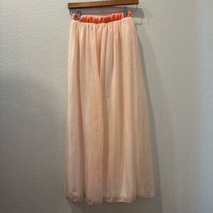 Sheer Peach Silky Maxi Skirt